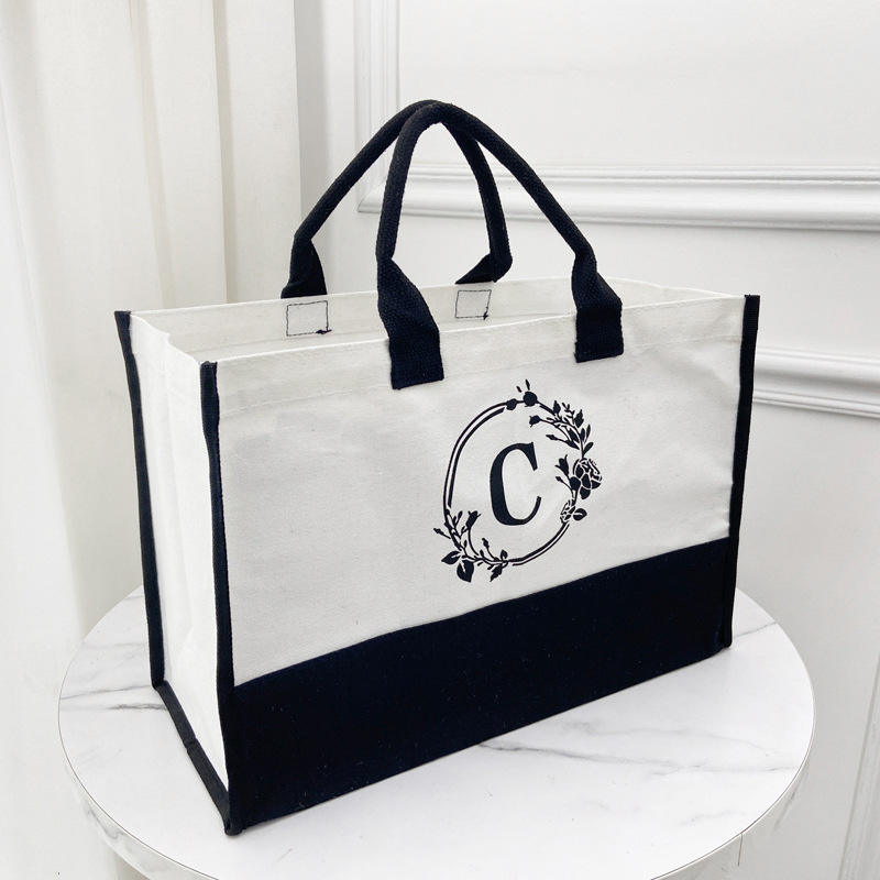 European And American Fashion Custom Solid Color Cotton Letter Canvas Bags