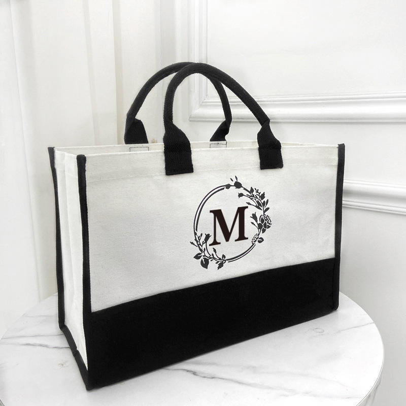 European And American Fashion Custom Solid Color Cotton Letter Canvas Bags