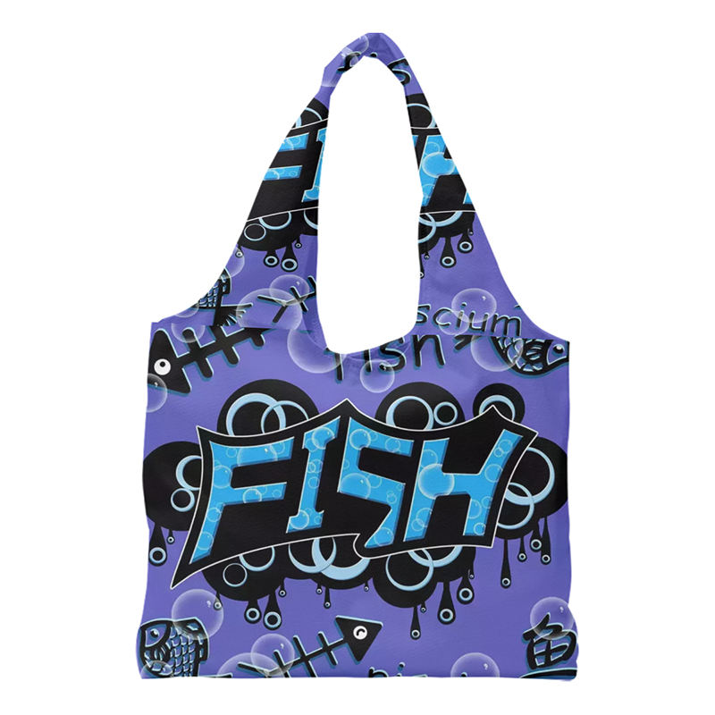 Creative Text Graffiti Custom Full-page Printing Cotton Canvas Bag