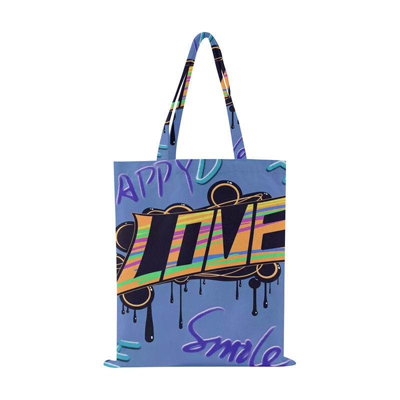 Creative Text Graffiti Custom Full-page Printing Cotton Canvas Bag