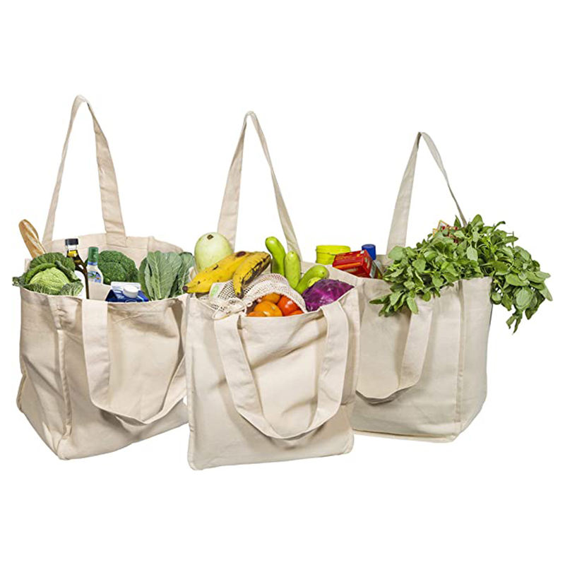 Wholesale Custom Canvas Grocery Tote Shopping Bags With Logo