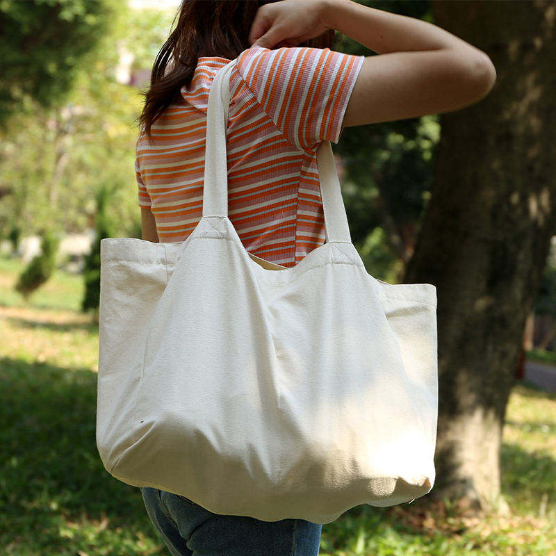 Eco Friendly White Large Capacity Custom Logo Cotton Canvas Bag
