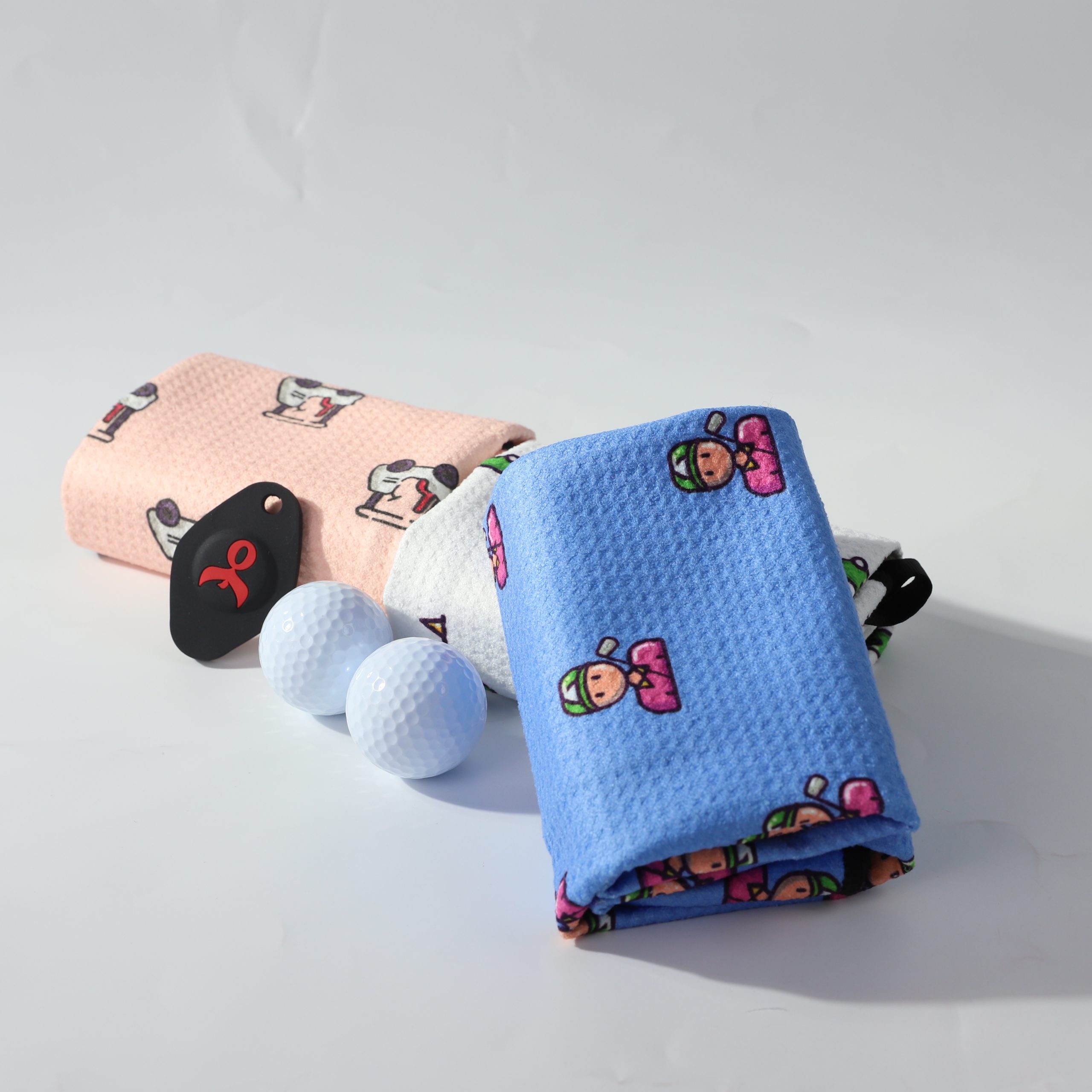 Printed magnetic golf towel, 420g microfiber