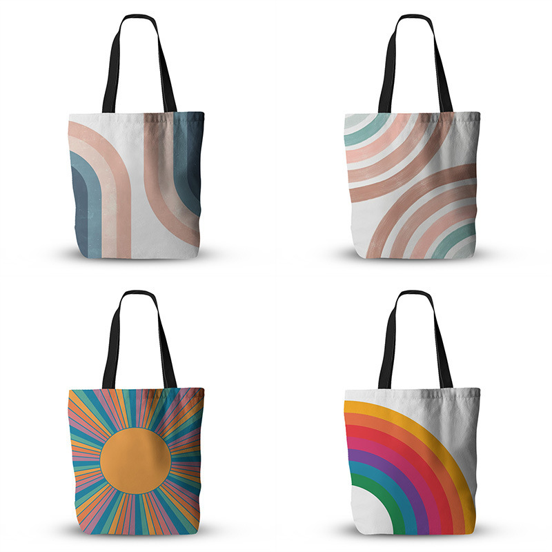 Fashion Polyester Canvas Shopping Bag Morandi Color Canvas Bag Custom Logo