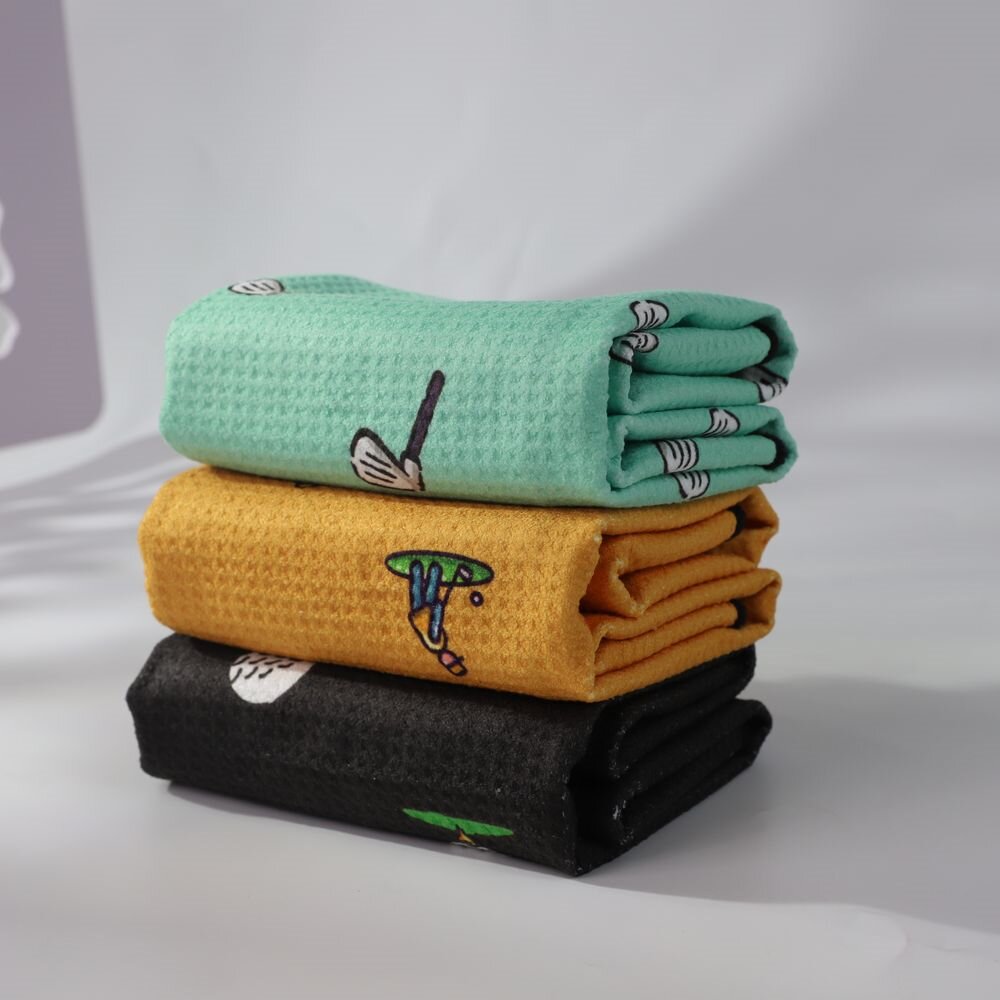 Printed pineapple check golf towel, microfiber