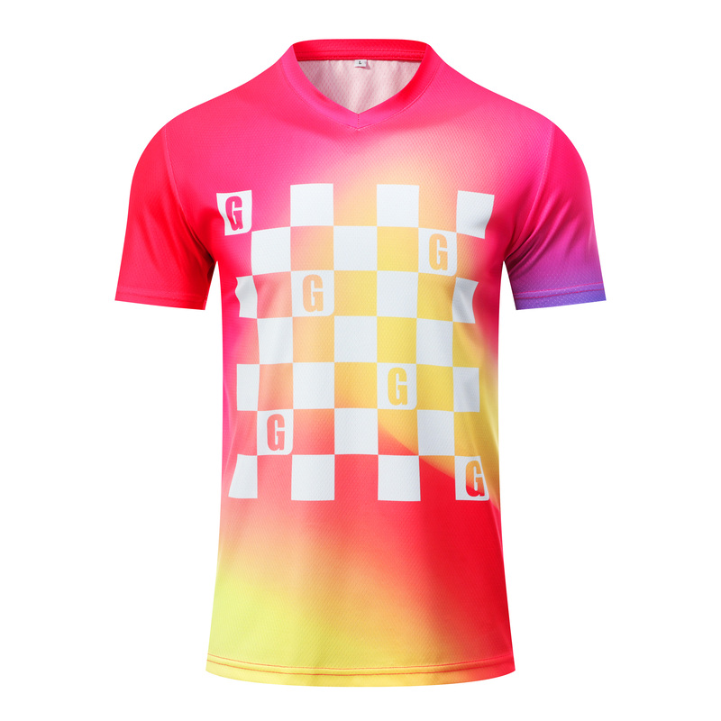 Football T-shirts-V-Neck 150g Football Grid – Pink