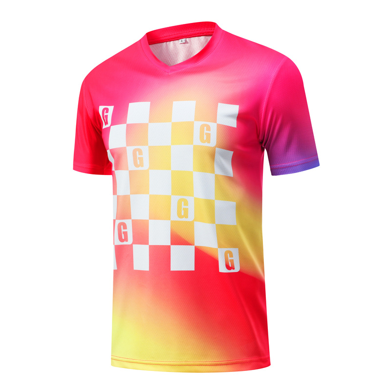 Football T-shirts-V-Neck 150g Football Grid – Pink