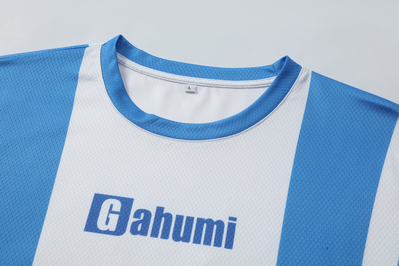 Football T-shirts-Crew Neck 150g Football Check – Blue and White
