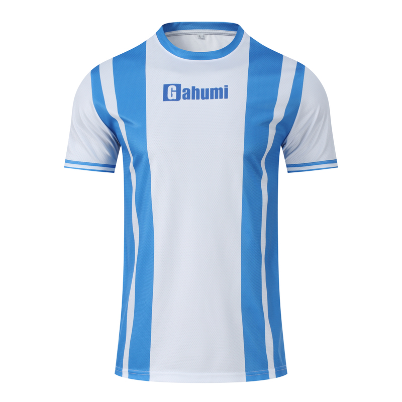Football T-shirts-Crew Neck 150g Football Check – Blue and White