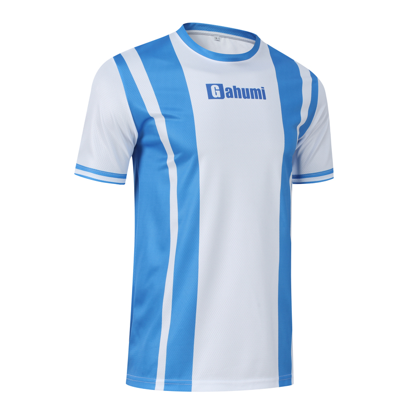 Football T-shirts-Crew Neck 150g Football Check – Blue and White