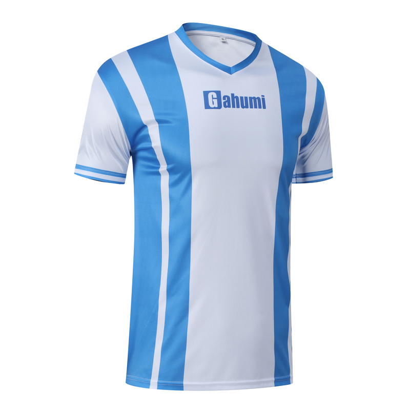 Football T-shirts-V-Neck 150G Reversible Moisture Transfer – Blue & White