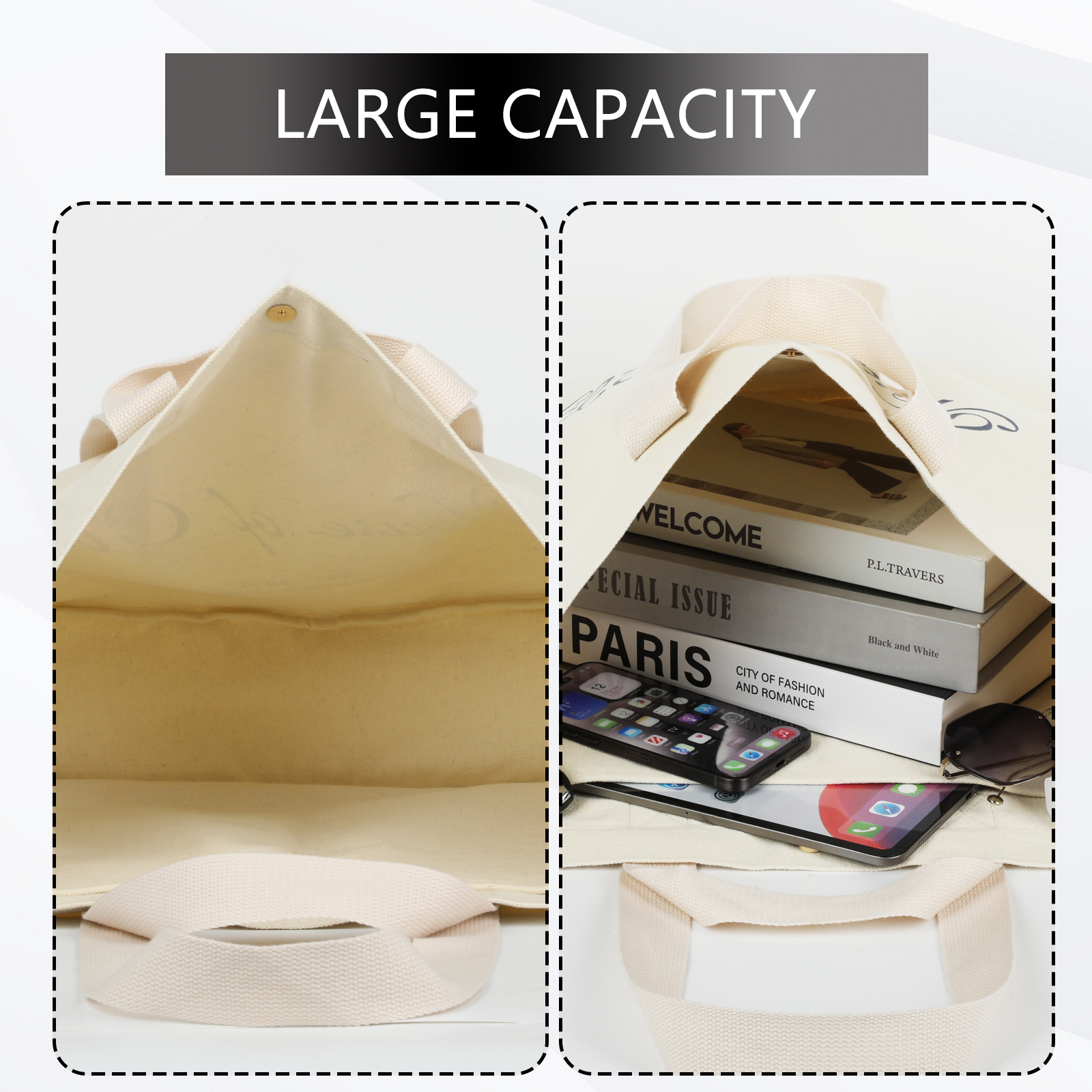 Custom Large Capacity Canvas Tote Bag