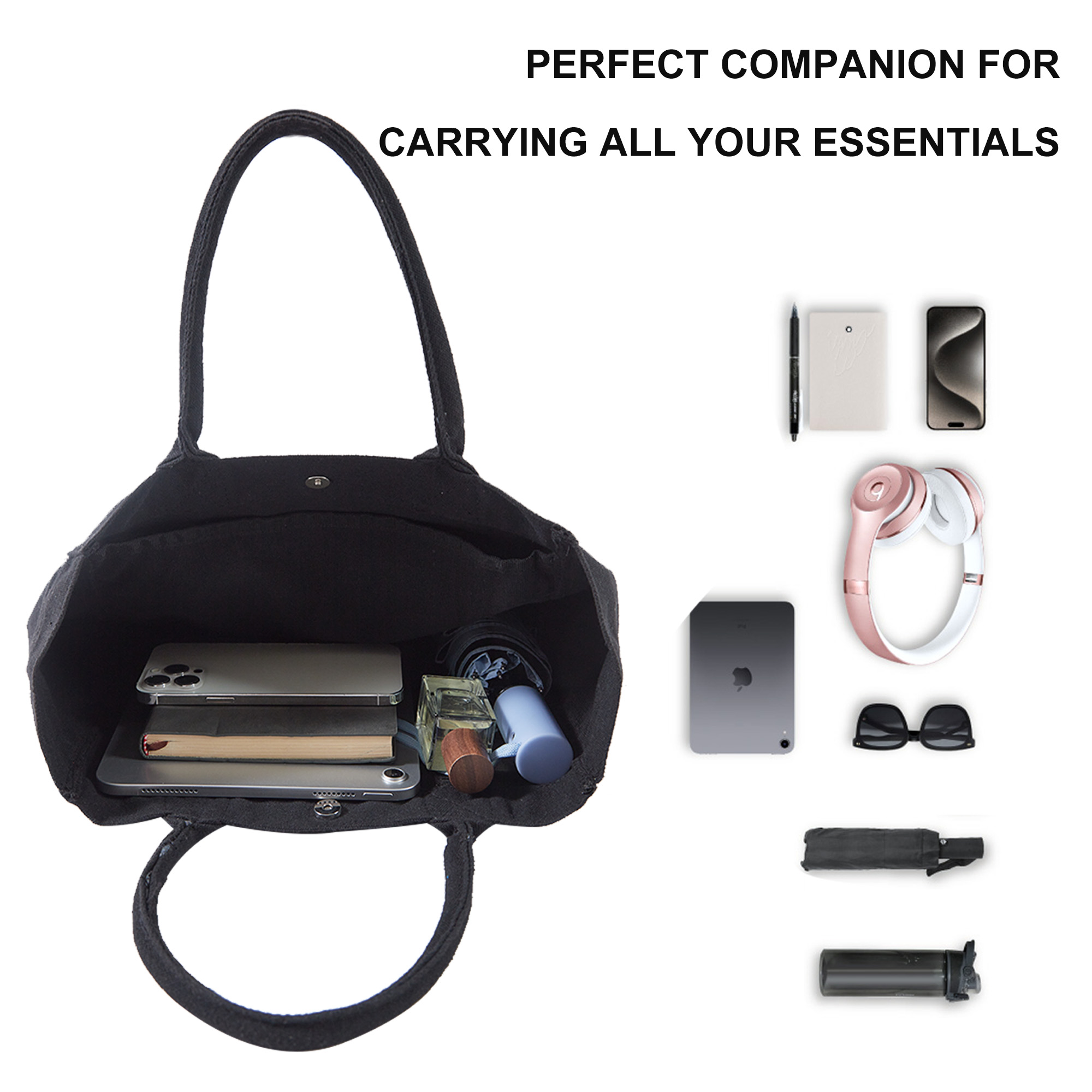 Simple Design Reusable Large Capacity Tote Canvas Bag