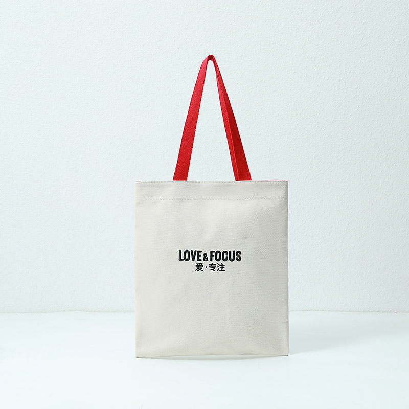 Canvas bag-LOVE&FOCUS-White+Red