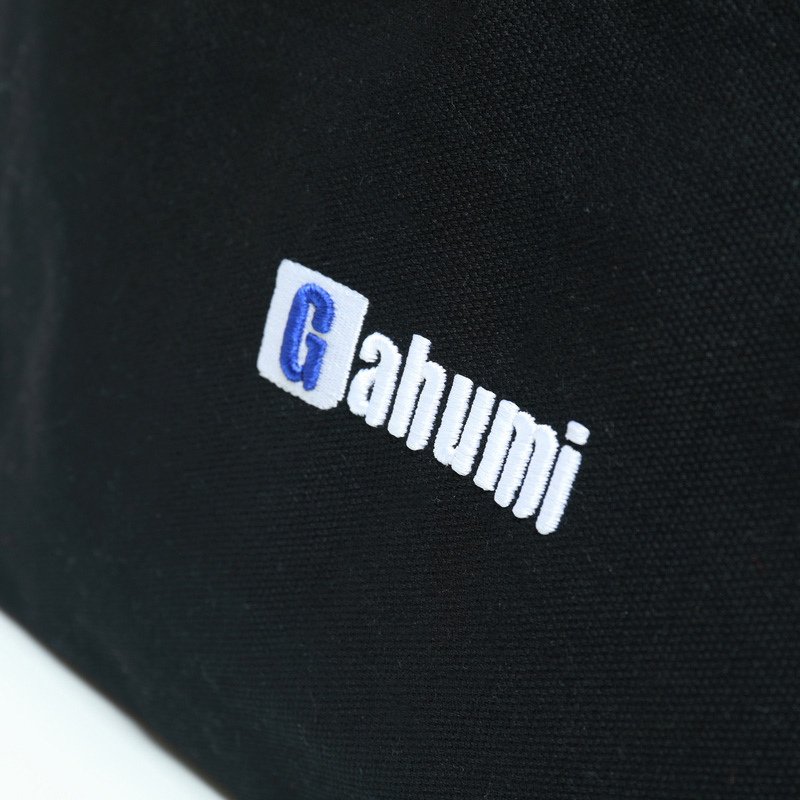 Black canvas bag with bottom and side panel