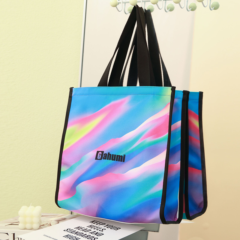Pink and purple gradient color canvas bag with bottom and sides
