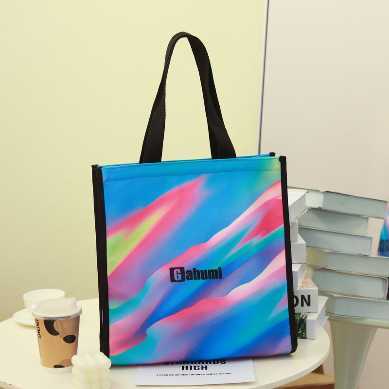 Pink and purple gradient color canvas bag with bottom and sides