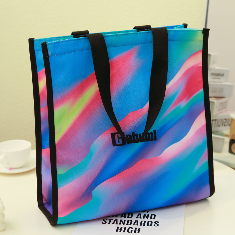 Pink and purple gradient color canvas bag with bottom and sides