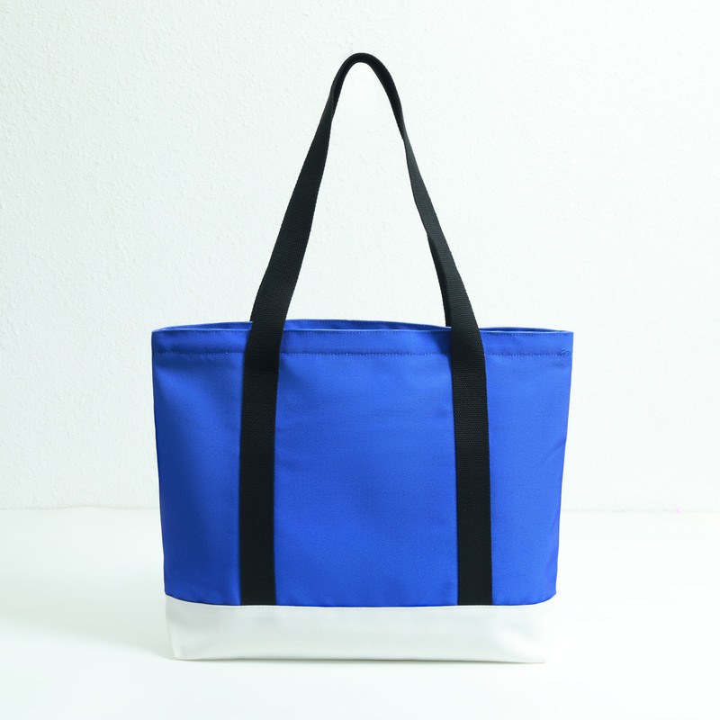 Blue patchwork canvas bag