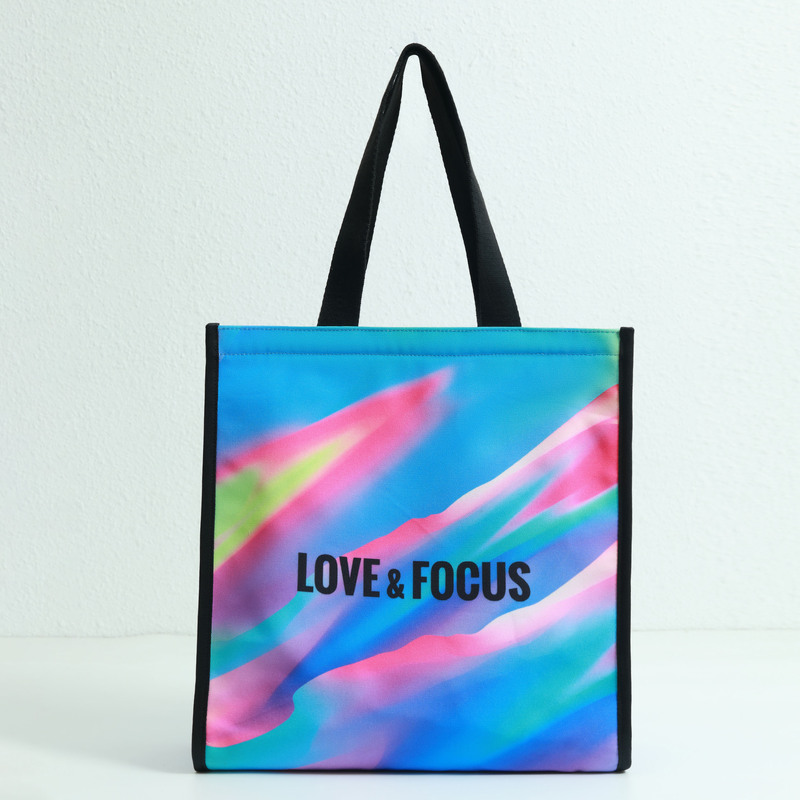 Pink and purple gradient color canvas bag with bottom and sides