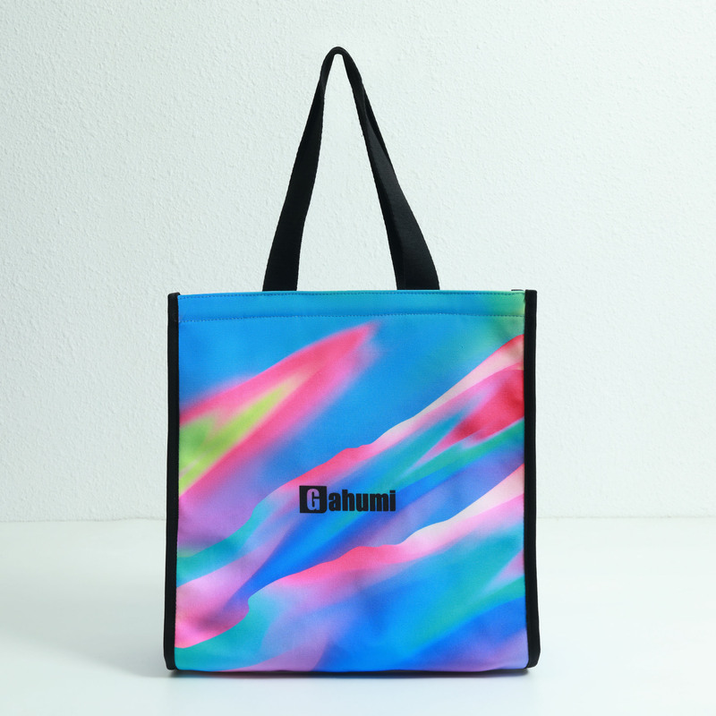 Pink and purple gradient color canvas bag with bottom and sides