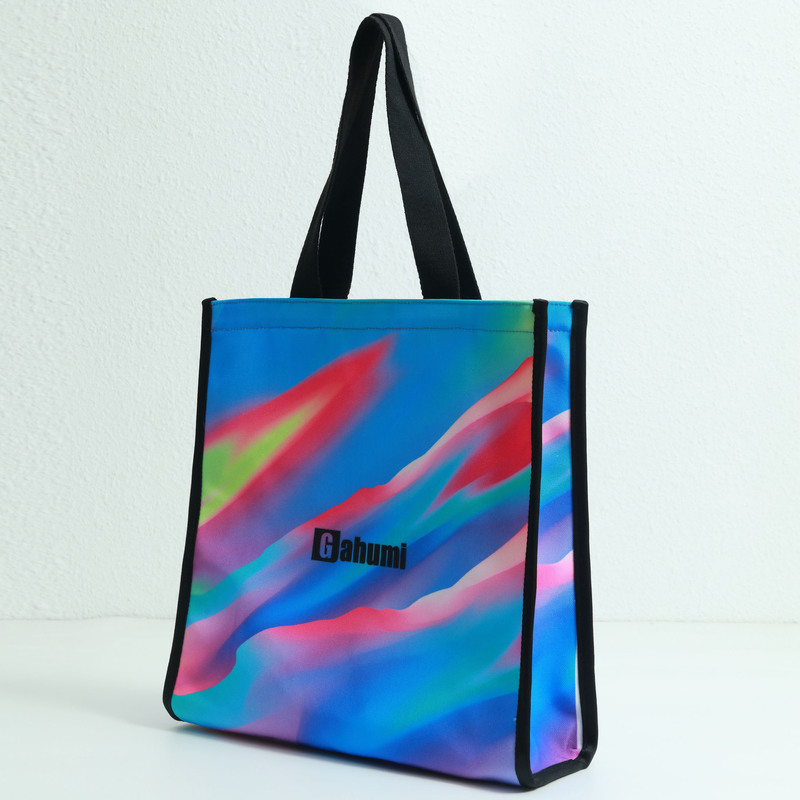 Pink and purple gradient color canvas bag with bottom and sides
