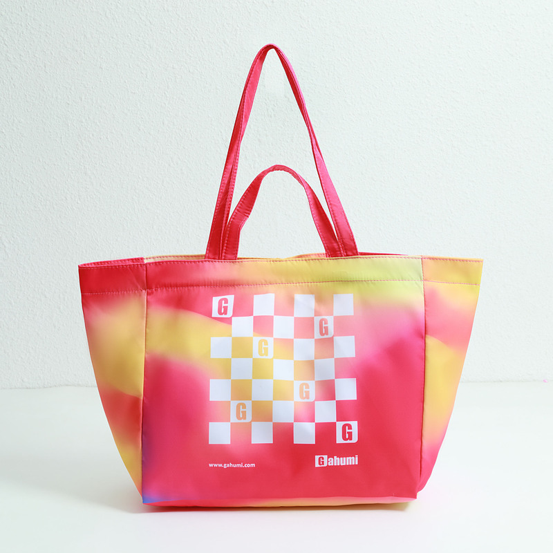 Double-handled gradient color canvas bag – Pink and blue