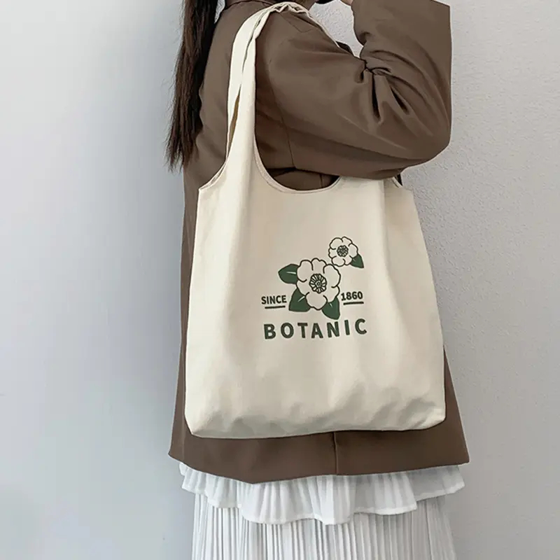 Factory Wholesale Custom Shopping Organic Cotton Tote Bag Canvas Shoulder Vest Canvas Tote Bag With Inside Pocket