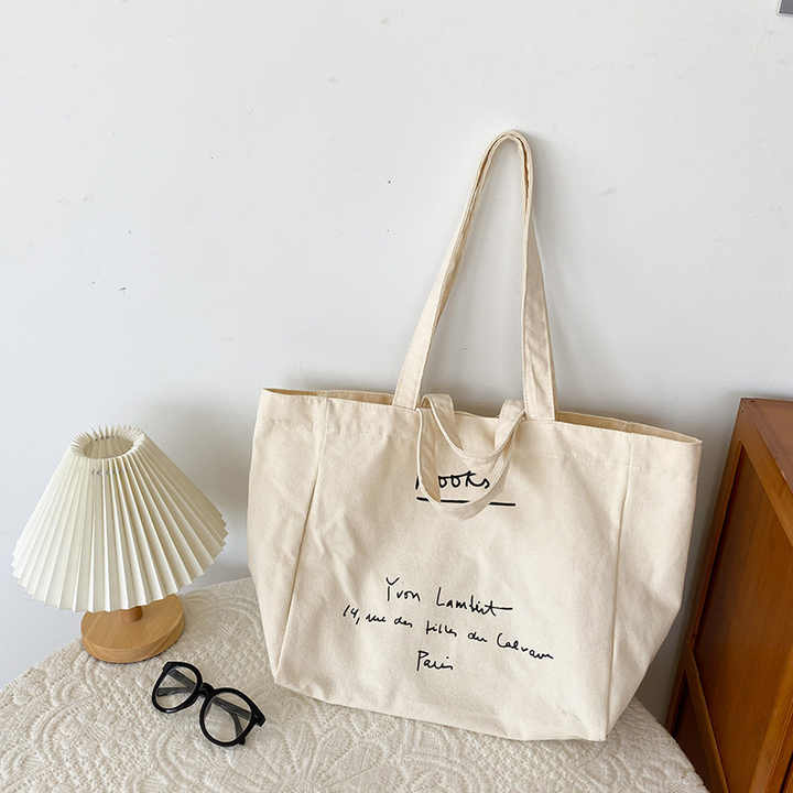 Large-capacity Letter Printed Canvas Bag Custom Printed Logo Tote Bag