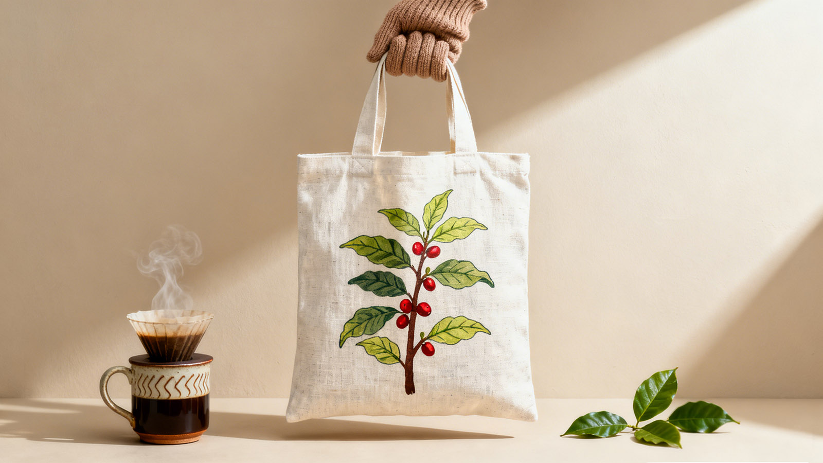 Coffee Brand Canvas Bags: Eco-Concept Visual Expression