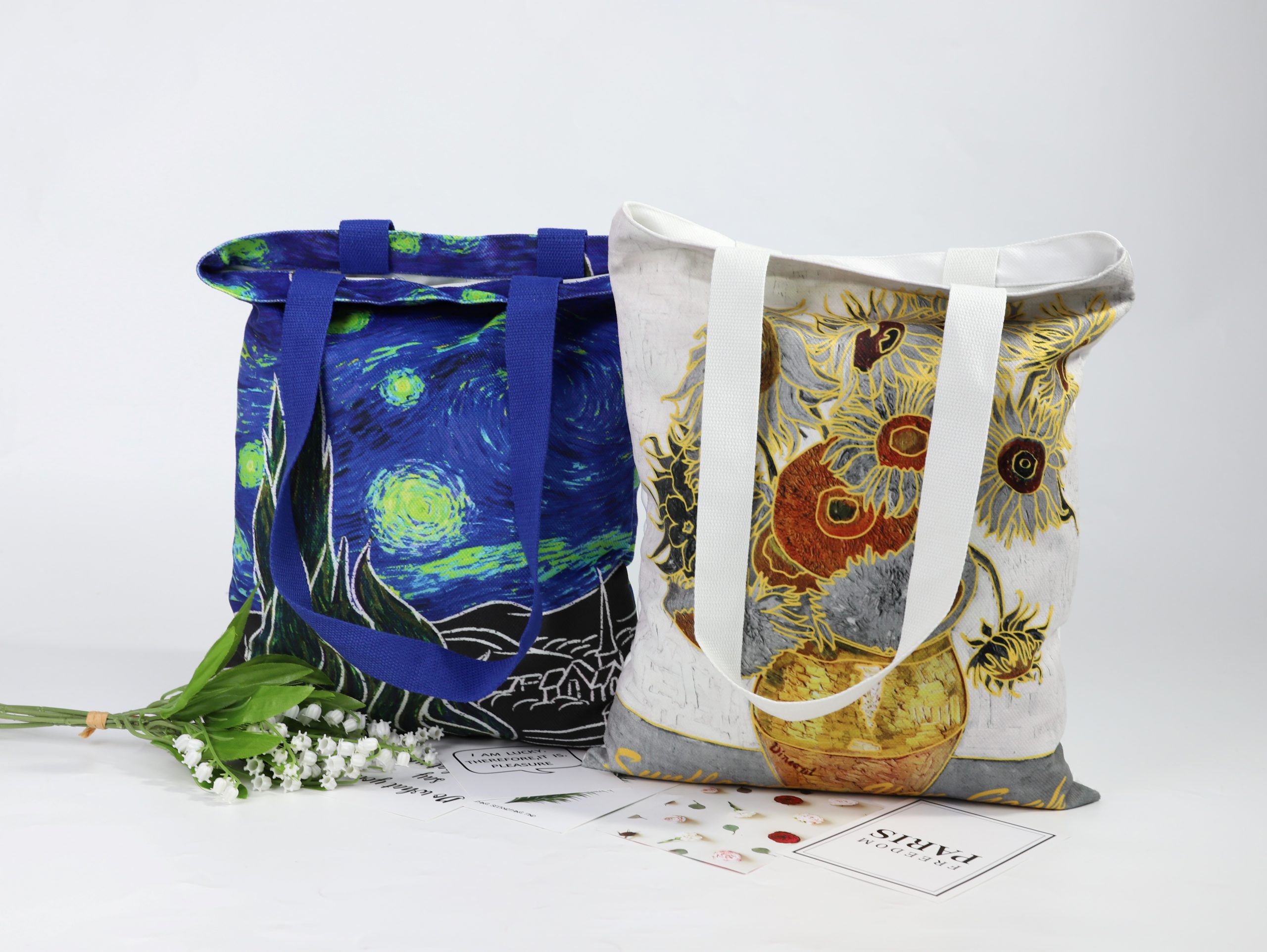 Van Gogh Series Printed Logo Cotton Canvas Bag