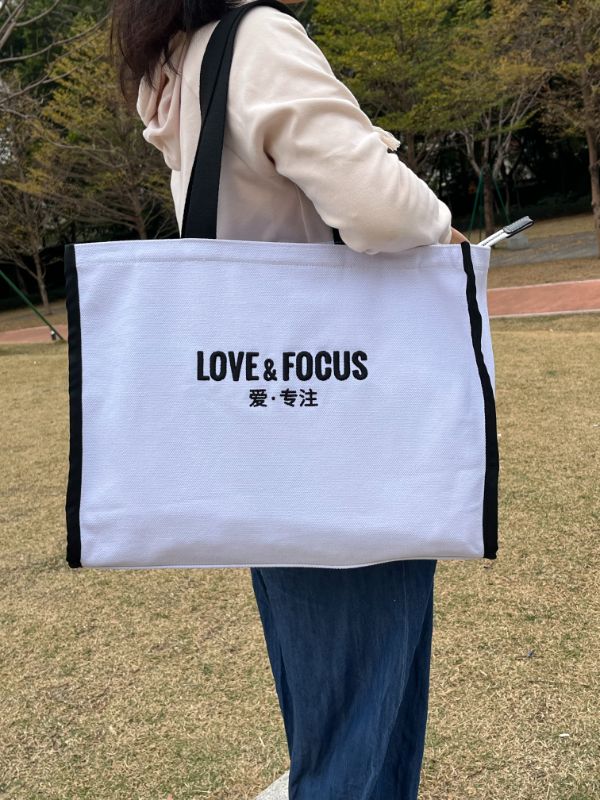 Fat Donglai same canvas bag-in stock-white horizontal panel