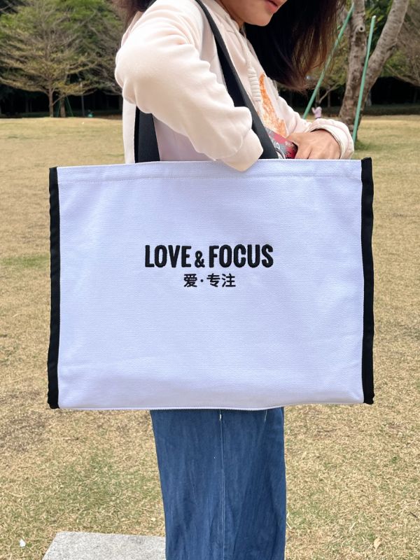 Fat Donglai same canvas bag-in stock-white horizontal panel