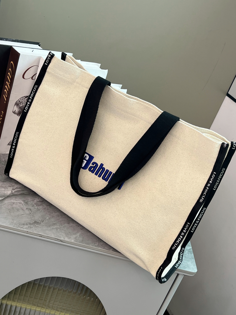 Gahumi Hot Sale Canvas Bag With Letters Custom Top Quality New Design Grocery Tote Bags With Custom Printed Logo