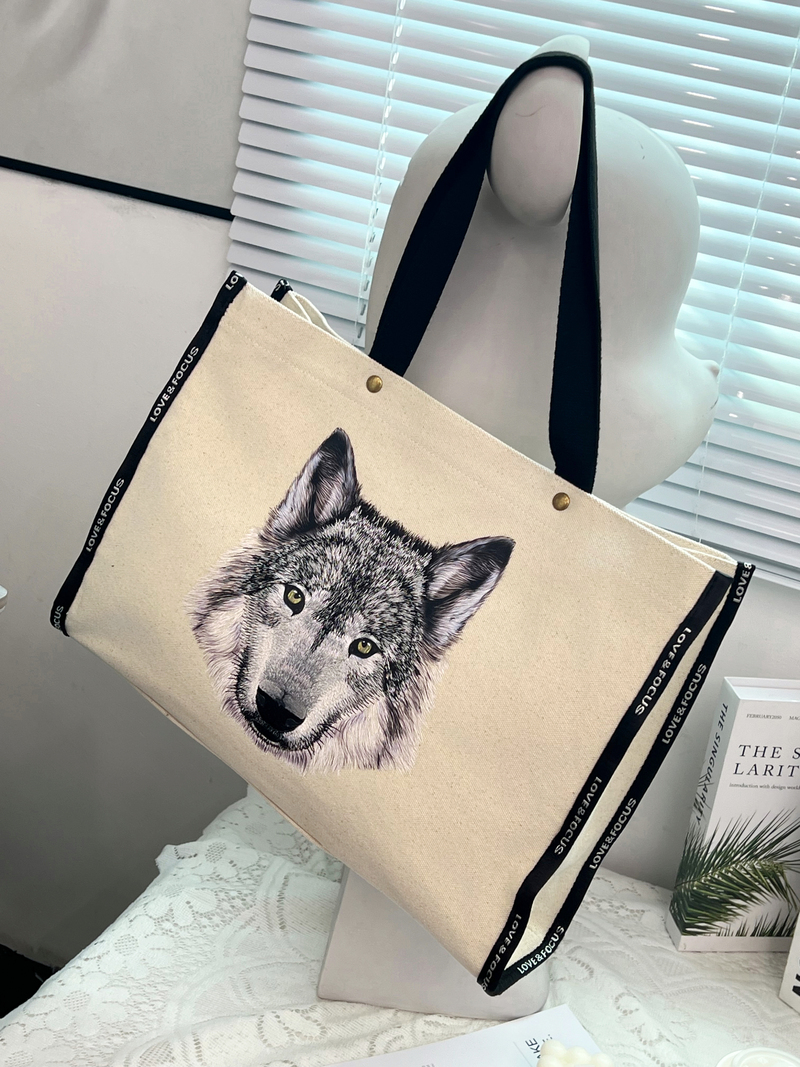 Wolf Head Horizontal Canvas Bag