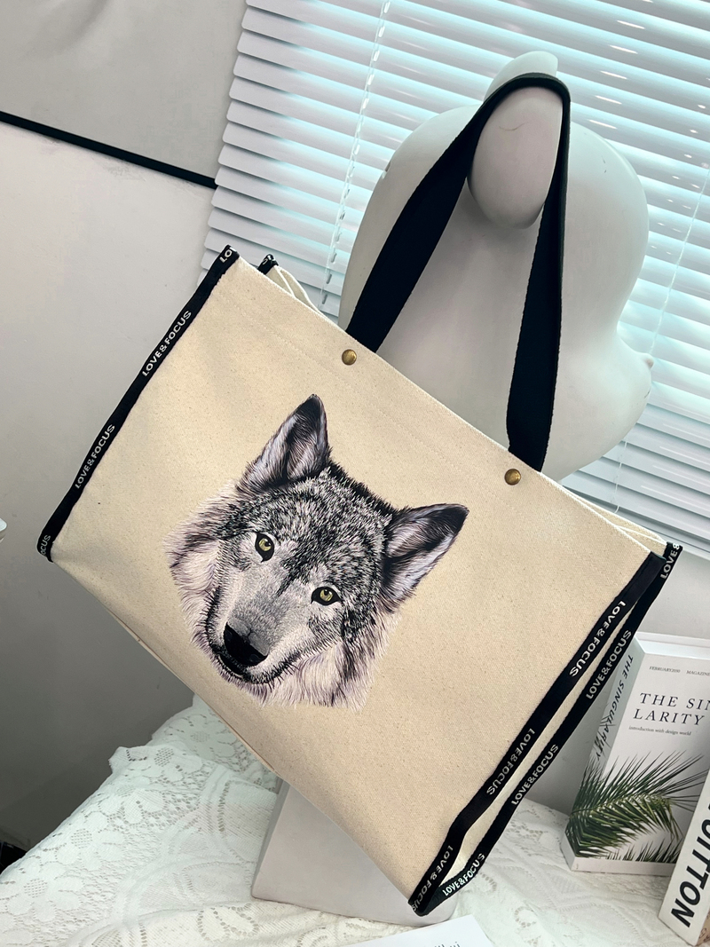 Wolf Head Horizontal Canvas Bag