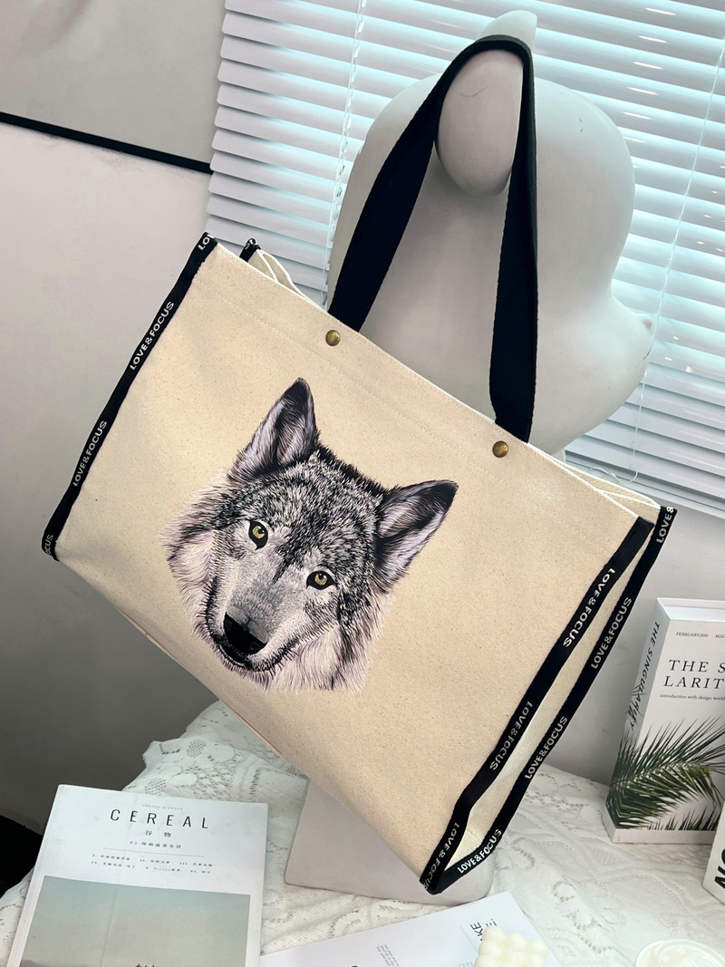 Wolf Head Horizontal Canvas Bag