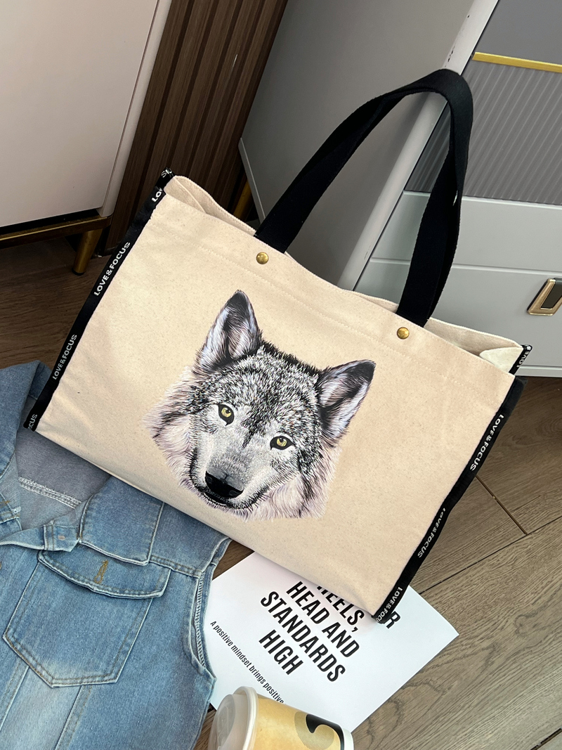 Wolf Head Horizontal Canvas Bag