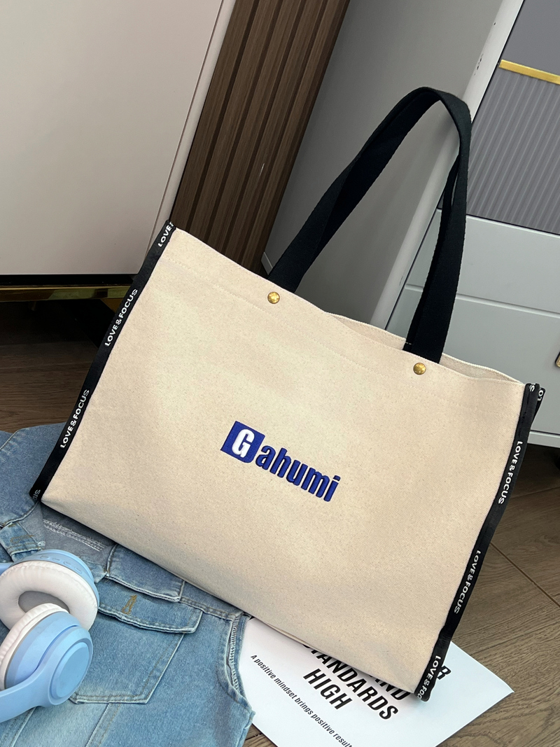 Gahumi Hot Sale Canvas Bag With Letters Custom Top Quality New Design Grocery Tote Bags With Custom Printed Logo
