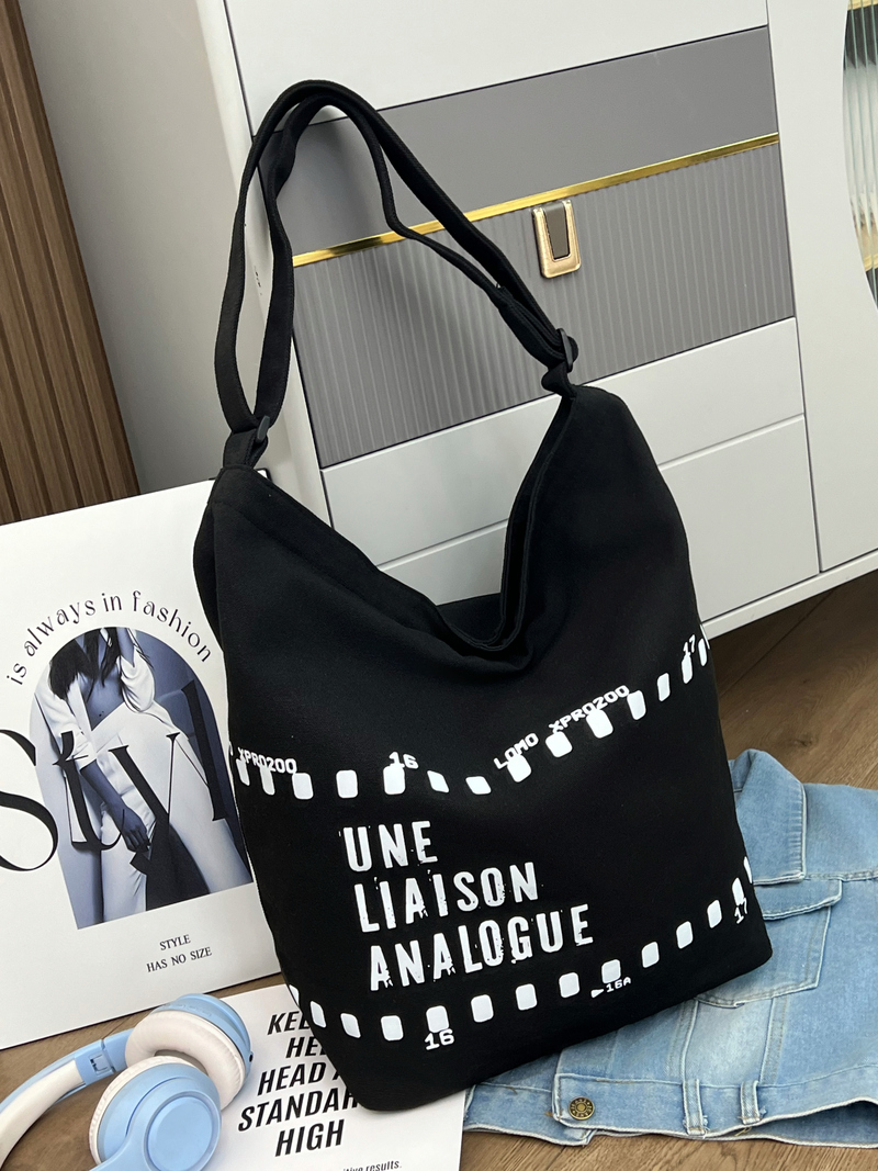 Gahumi Large Capacity Custom Logo Shopping Bag Fashion Retro Style Portable Canvas Bag
