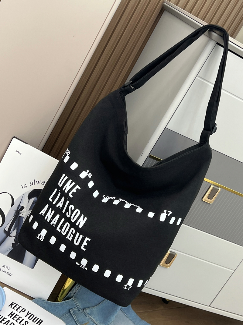Gahumi Large Capacity Custom Logo Shopping Bag Fashion Retro Style Portable Canvas Bag