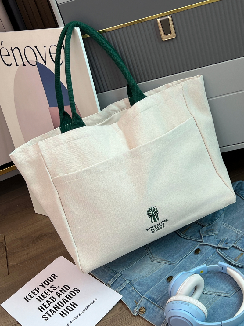 Gahumi Custom Print Logo Cheap Cotton Large Reusable Canvas Bags Plain Blank 100% Cotton Canvas Bag