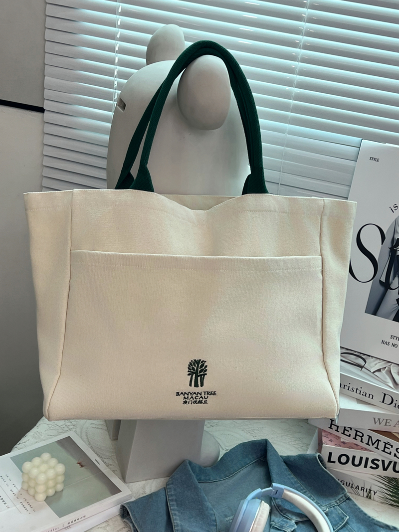 Gahumi Custom Print Logo Cheap Cotton Large Reusable Canvas Bags Plain Blank 100% Cotton Canvas Bag