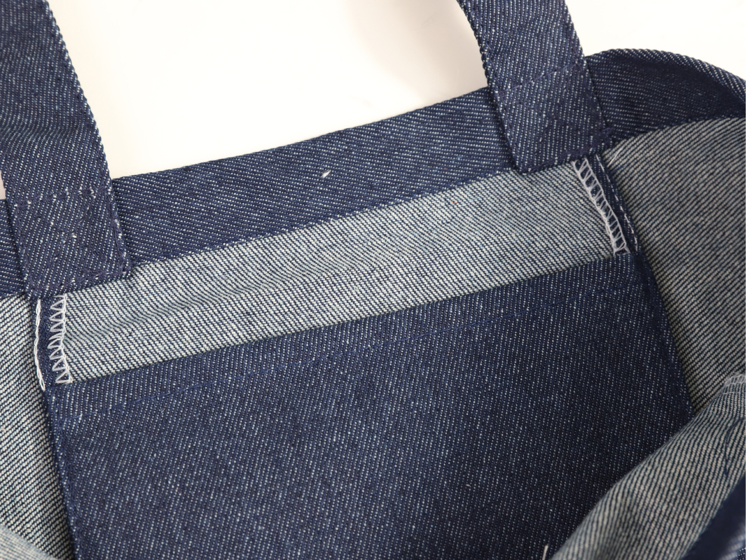 Denim Bottom and Side Canvas Bag