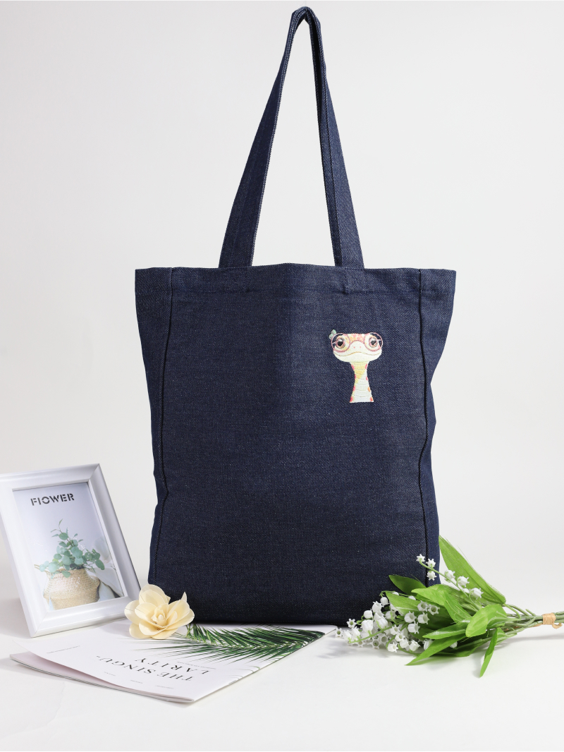 Embroidered Bottom and Side Canvas Bag