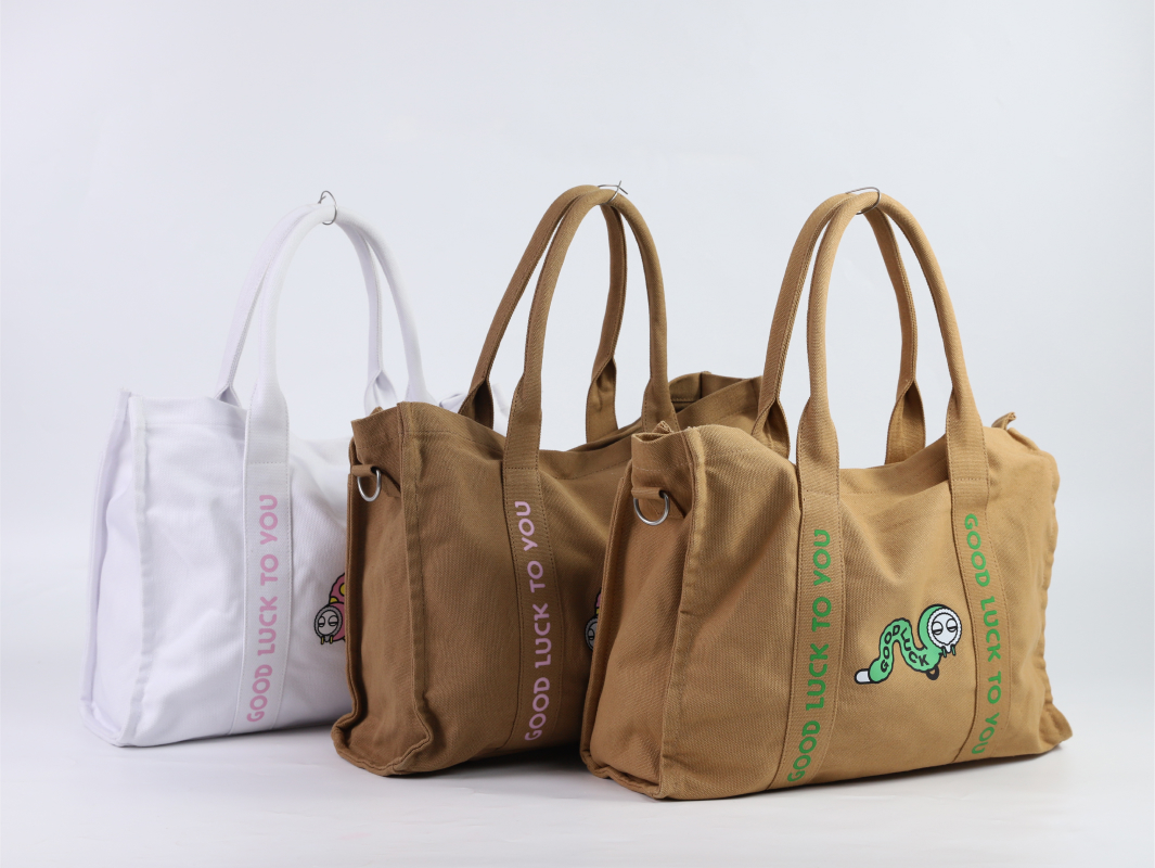 16OZ Cotton Panel Tote Canvas Bag