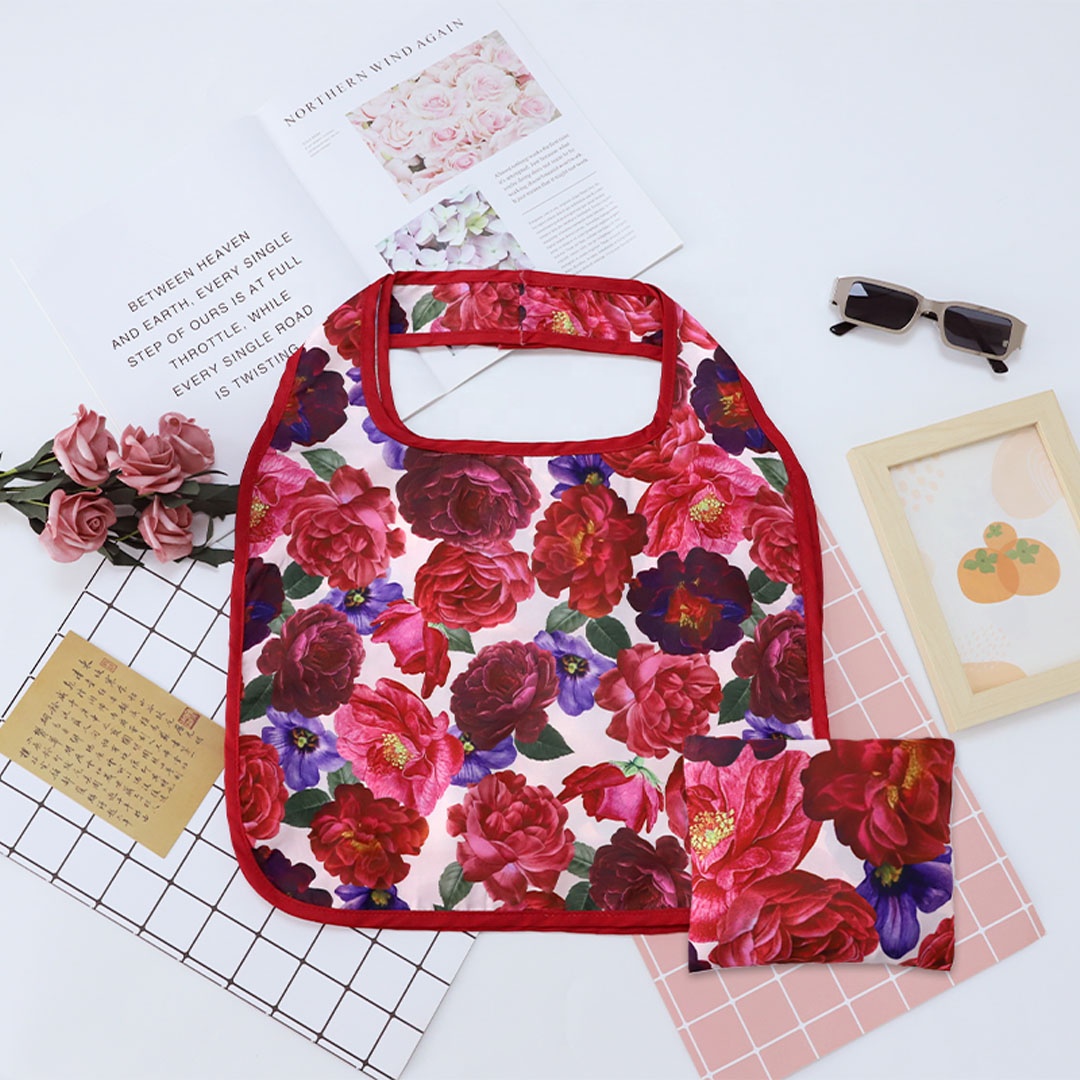 Eco-Friendly Waterproof Recycle Polyester Foldable Reusable Folding Shopping Bag
