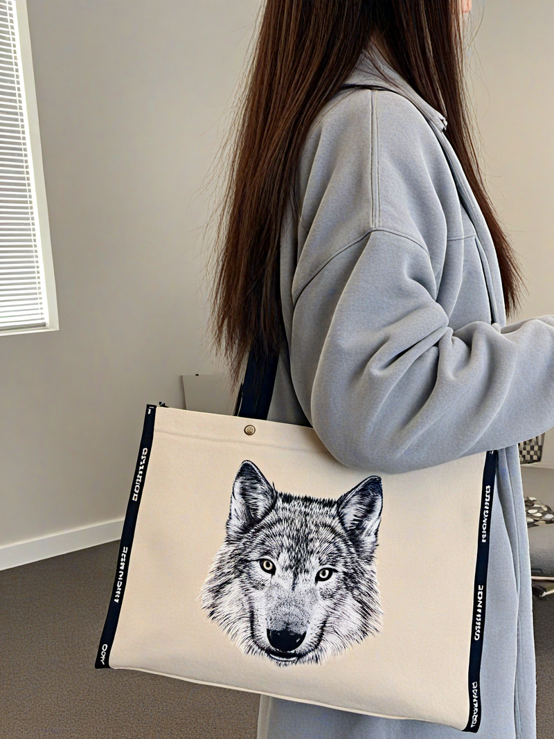 Wolf Head Horizontal Canvas Bag