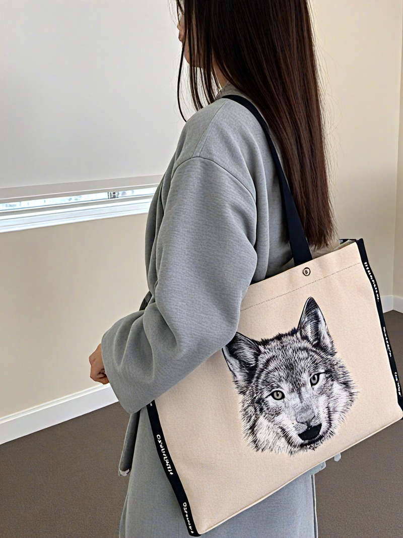 Wolf Head Horizontal Canvas Bag