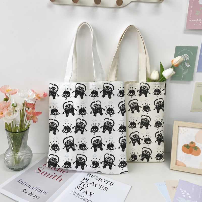 Foldable Makeup Logo Size Printed Eco Friendly Reusable Women Shopping Bag Sublimation Custom Cotton Canvas Tote Bag